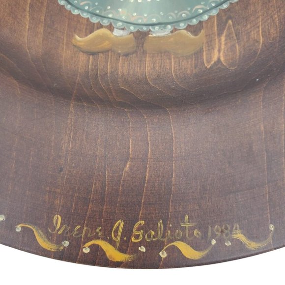 VTG Folk Art Dutch Wooden Decorative Wooden Plate Hand Painted Tole Wall Hanging - Picture 6 of 7